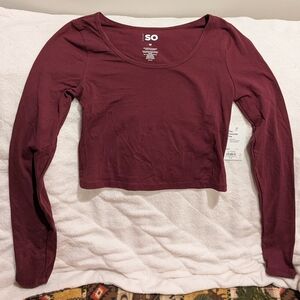 NWT SO Red Fitted Crop Blouse